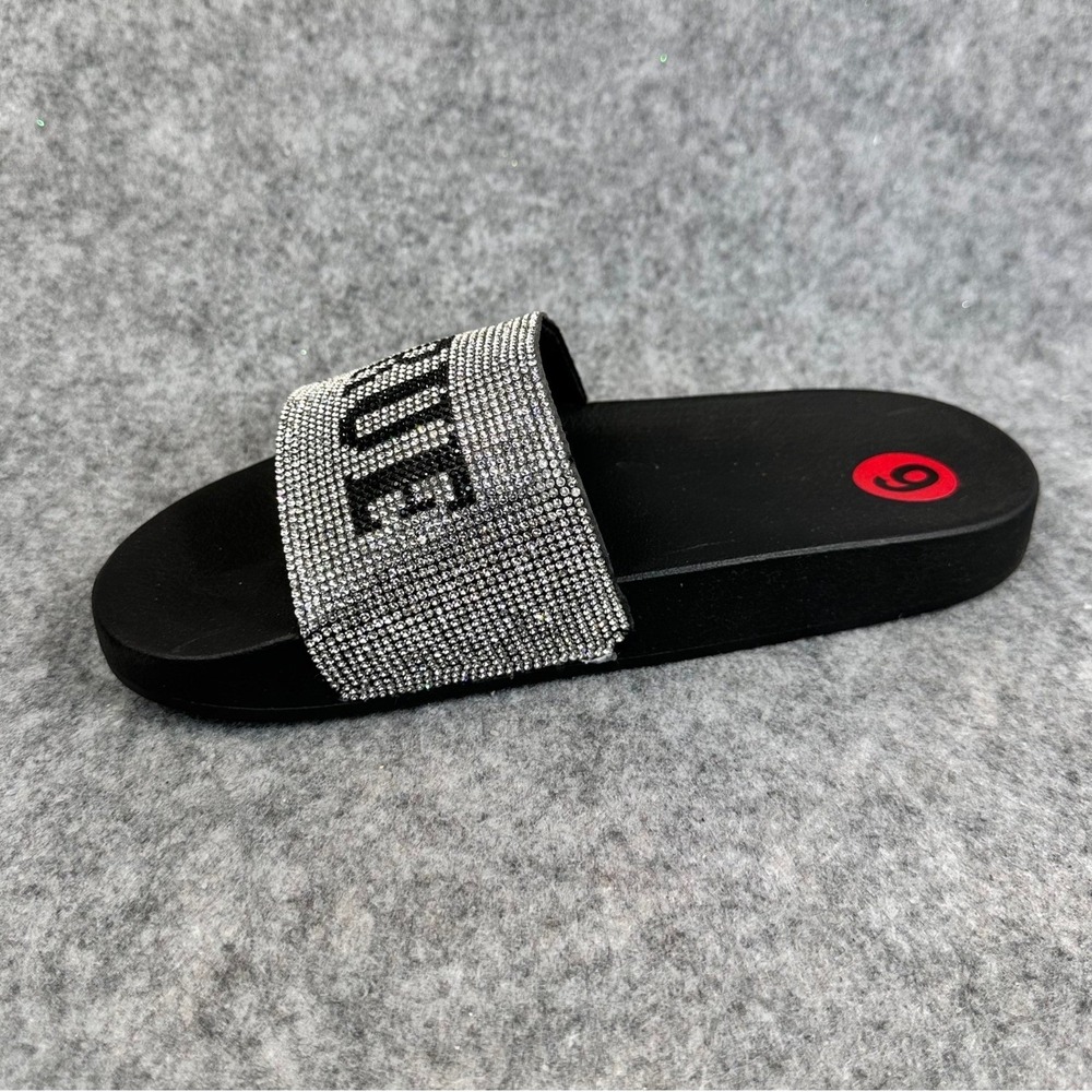 True Religion Meyer Pool Slides Womens Black Logo Sandals Slip On Size 6 - Picture 9 of 14